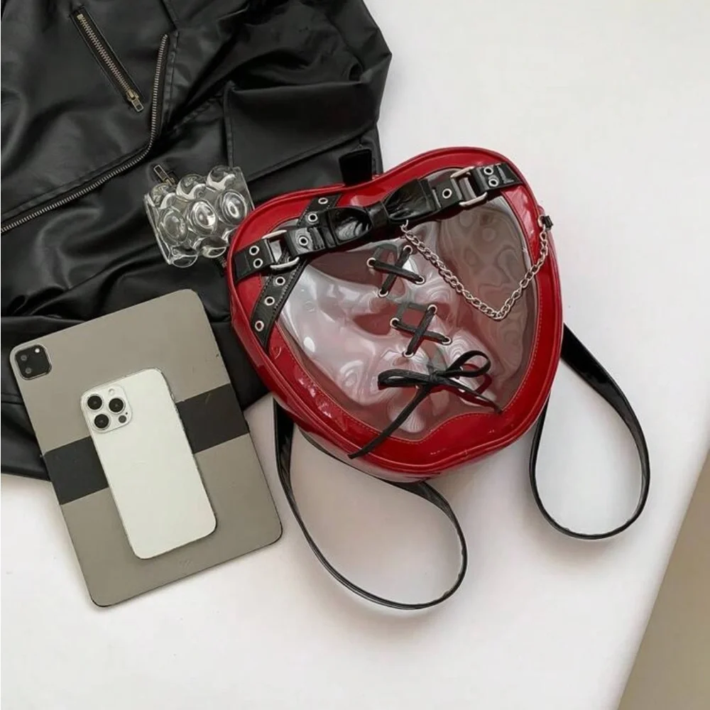 🆕  Gothic - Punk Heart Large Capacity Multi Functional Clear Pattern Backpack ❤️